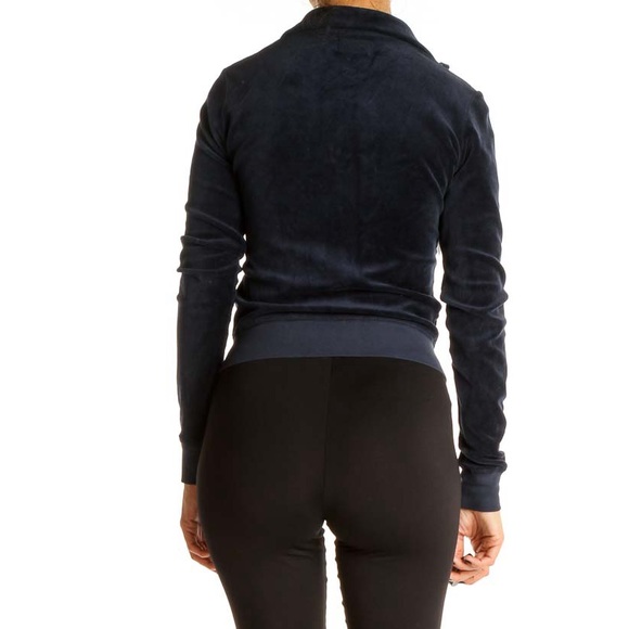Juicy Couture Navy Blue Velour Tracksuit Jacket | Zip Up Y2K - Picture 3 of 10